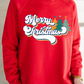 Red Merry Christmas Graphic Crew Neck Pullover Sweatshirt