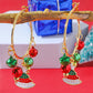 Gold Christmas Tree Bell Plate Alloy Hook Earrings