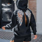 Sequin Wings Pattern Back Slit Hooded Sweatshirt & Shorts Set