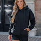 Sequin Wings Pattern Back Slit Hooded Sweatshirt & Shorts Set