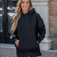 Sequin Wings Pattern Back Slit Hooded Sweatshirt & Shorts Set