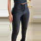 PU Leather Stretchy Waist Zipper Design Skinny Pants