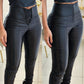 PU Leather Stretchy Waist Zipper Design Skinny Pants