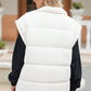 Beige  Zipper Stand Neck Oversized Puffer Vest