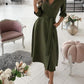 Lantern Sleeve Casual Shirt Dress