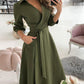 Lantern Sleeve Casual Shirt Dress