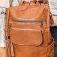 Brown Tassel Decor Retro PU Large Capacity Backpack