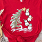 Red Christmas Tree Snowman Printed Crewneck T Shirt