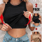 2 Piece Built in Bra Crewneck Tank Top Terry Towelling Lined Sleeveless Slim Fit Layering Shirt Tops