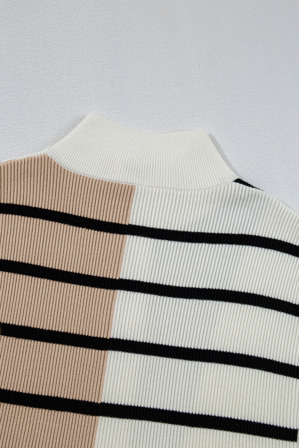 Black Stripe Colorblock Quarter Zip Collar Sweater Vest