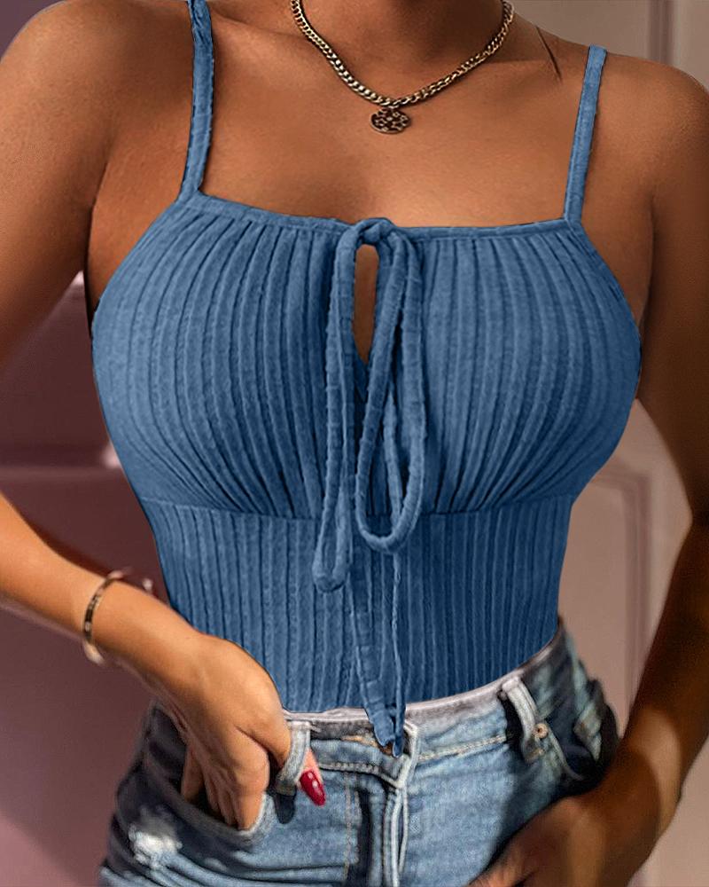 Tied Detail Ribbed Cami Top