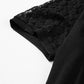 Black Contrast Lace Raglan Sleeve Pleated Detail Shift Dress