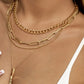 Gold Multi Layered Bar Pendant Plated Chain Necklace