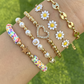 Gold Daisy Heart Pearl Beaded Multi Layer Bracelet