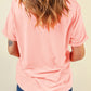 Pink Sequin Heart XOXO Patched Graphic Valentines T Shirt