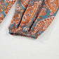 Orange Paisley Print Loose Fit Drawstring High Waist Mini Dress