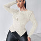 Glitter Round Neck Long Sleeve Crisscross Top