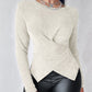 Glitter Round Neck Long Sleeve Crisscross Top