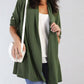 Roll Up Sleeve Casual Coat Open Front Lightweight Cardigan Top