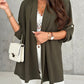 Roll Up Sleeve Casual Coat Open Front Lightweight Cardigan Top