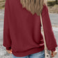 Burgundy Plain Drop Shoulder Crewneck Pullover Sweatshirt