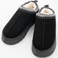 Black Contrast Print Suede Plush Lined Snow Boots