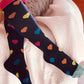 Navy Blue Valentine Heart Pattern Contrast Trim Mid-length Socks