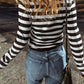 Black Stripe Slim Fit High Neck Knit Sweater