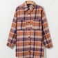 Multicolour Plus Size Plaid Print Collared Button up Jacket