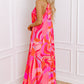 Rose Abstract Printed High Neck Knotted Nape Sleeveless Maxi Dress