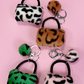 Pink Plush Animal Print Mini Bag Keychain