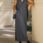 V Neck Pocket Design Slit Casual Dress