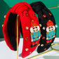 Fiery Red Christmas Beading Nutcracker Rhinestone Decor Knotted Hairband