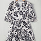 Black Floral Print Tiered Frilled Half Sleeve Plus Size Mini Dress