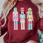 Burgundy Nutcracker Graphic Drop Shoulder Christmas Sweatshirt