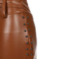 Studded Tied Detail PU Leather Slim Fit Side Sllit High Waist Pants Elegant Pants