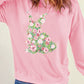 Pink Floral Bunny Printed Crewneck Easter Fashion Sweatshirt