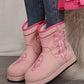 Pink Embroidered Thick Soled Plush Lined Boots