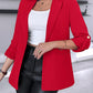 Notched Collar Roll Up Sleeve Blazer Coat