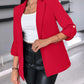 Notched Collar Roll Up Sleeve Blazer Coat