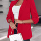 Notched Collar Roll Up Sleeve Blazer Coat