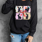 Black Floral Bunny Plaid Bow Graphic Easter Fashion Sweatshirt