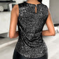 Allover Sequin Round Neck Tank Top