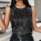 Allover Sequin Round Neck Tank Top