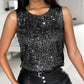 Allover Sequin Round Neck Tank Top