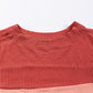 Fiery Red Color Block Long Sleeve Ribbed Loose Top