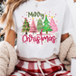 White Merry Christmas Holiday Vibe Graphic Crewneck T Shirt