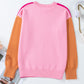 Bonbon Three Tone Contrast Round Neck Loose Sweater