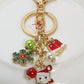 Gold Christmas Santa Claus & Snowflake Charm Keychain