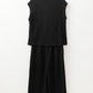 Color black Textured Knit Cap Sleeve T Shirt and Wide Leg Pants Set